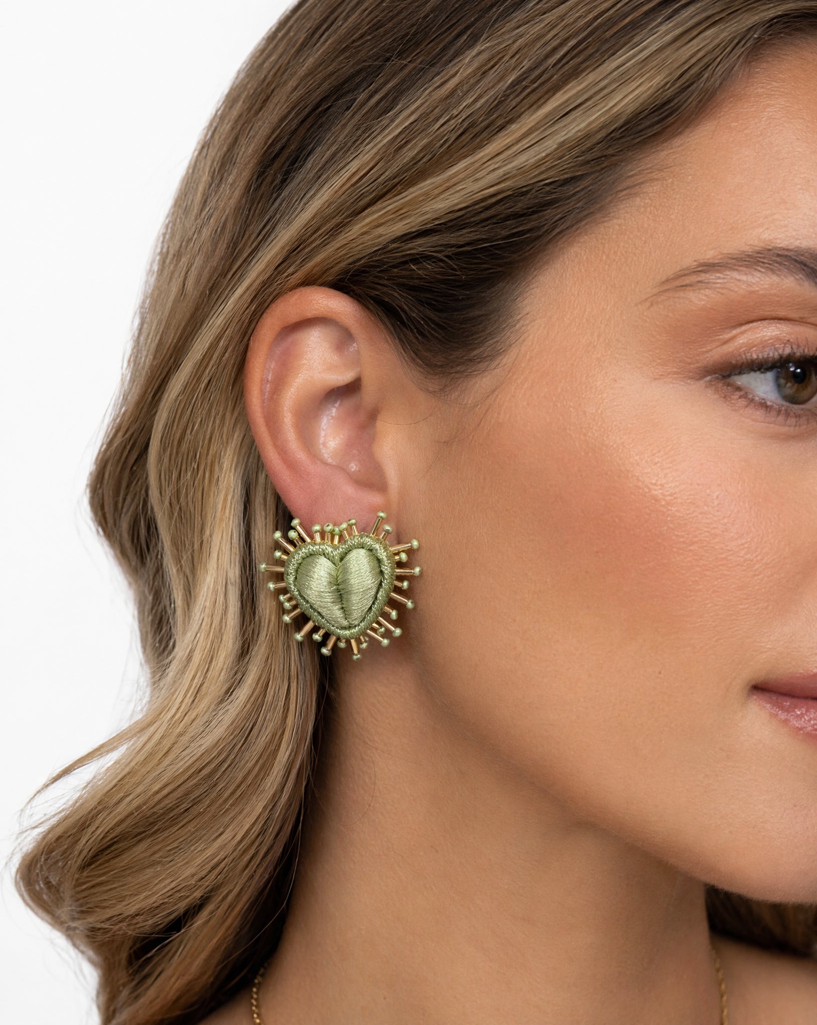 Boucles d'oreilles Brodées -Coeur - Sparkle heart - Olivia Dar