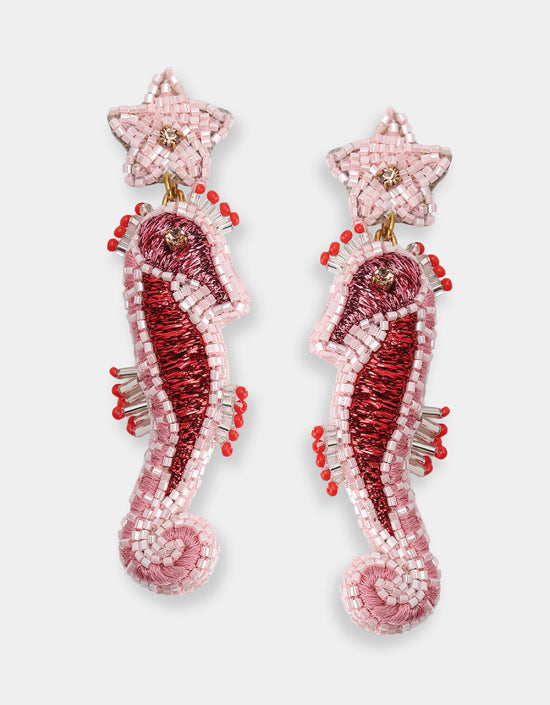 Boucles d'oreilles Brodées -Hippocampes - Olivia Dar