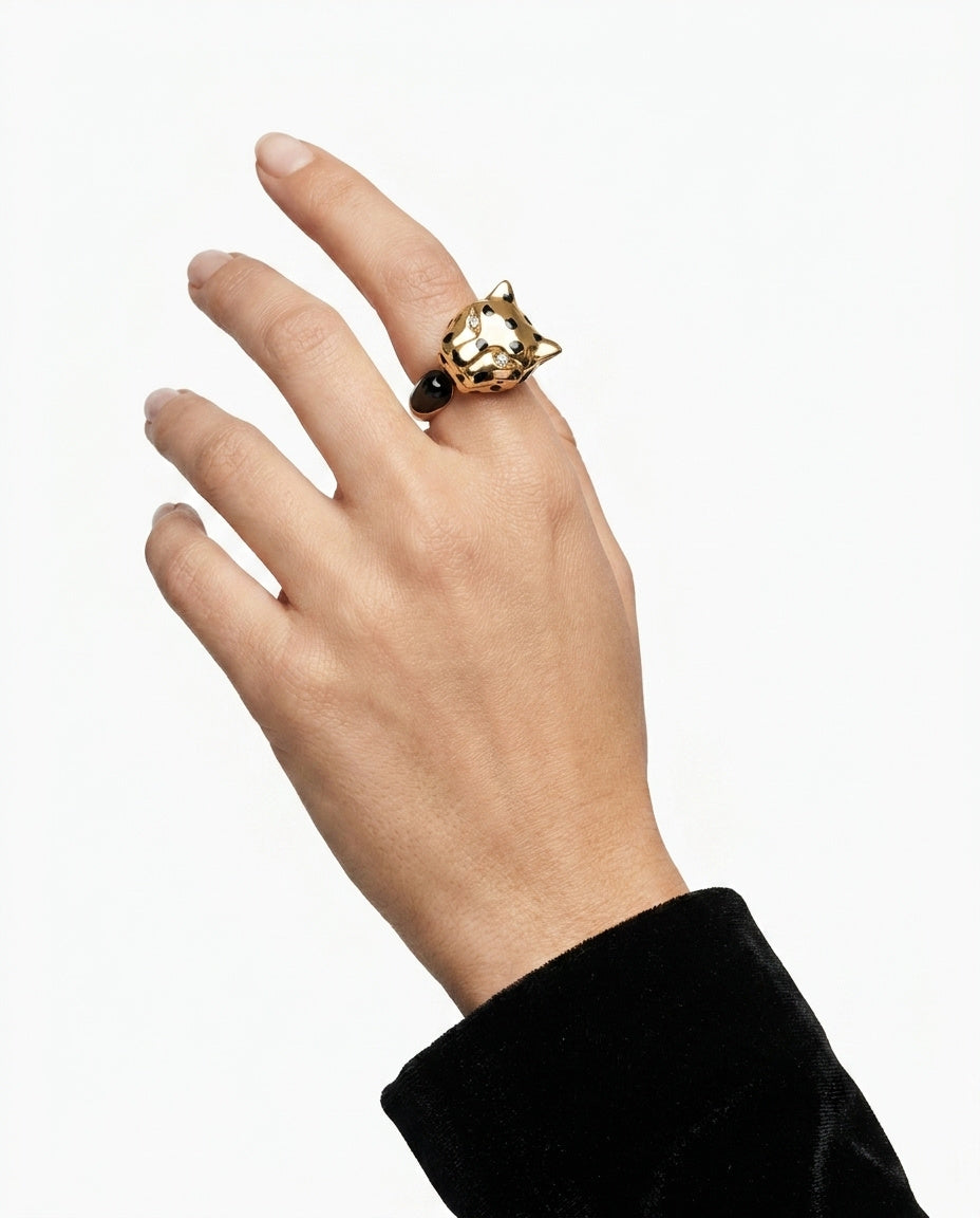 Bague - Black - PANTHERA - Polina Firenze