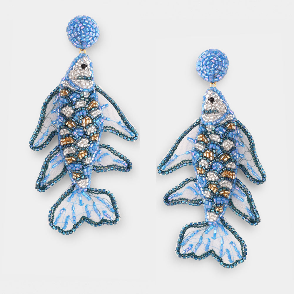 Boucles d'oreilles - BLEU KOI FISH  - Olivia Dar
